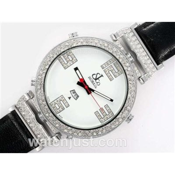 Jacob & Co Classic Five Time Zone Diamond Bezel with White Dial-Double Dial