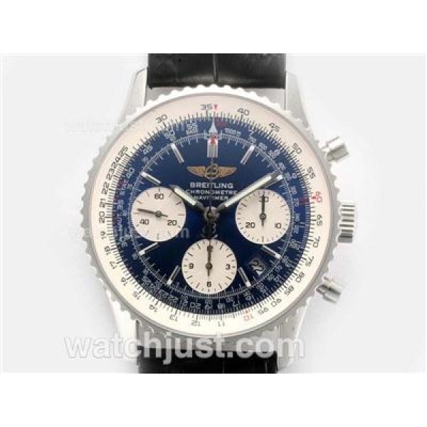 Breitling Navitimer Chronograph Swiss Valjoux 7750 Movement with Blue Dial