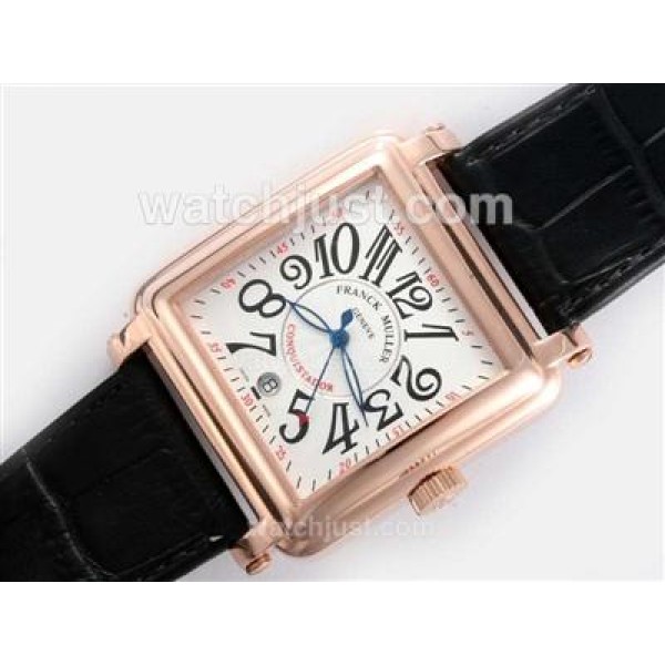 Franck Muller Conquistador Automatic Rose Gold Case with White Dial