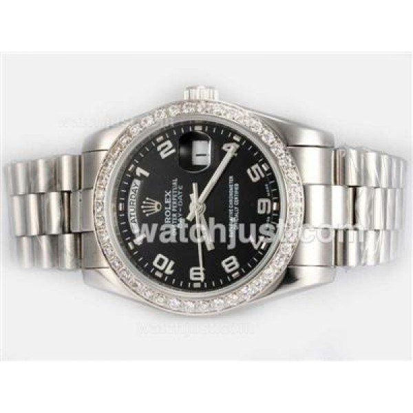 Top Quality Rolex Day-Date Fake Watches With Black Dials For Sale