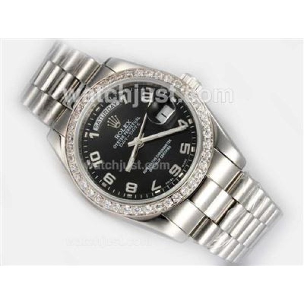 Top Quality Rolex Day-Date Fake Watches With Black Dials For Sale