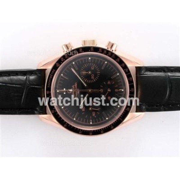 Omega Speedmaster Chronograph Lemania Movement Rose Gold Case with Black Dial