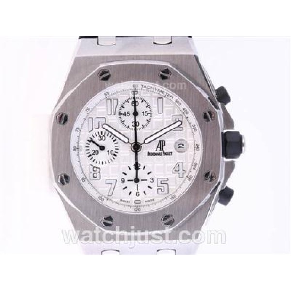 Audemars Piguet Royal Oak Chronograph Swiss Valjoux 7750 Movement with White Dial-Rubber Strap