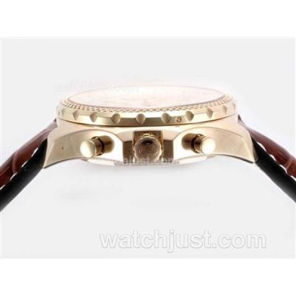 Breitling for Bentley Motors Chronograph Swiss Valjoux 7750 Movement Gold Case with White Dial