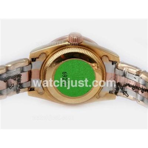 Rolex Masterpiece Automatic Three Tone Diamond Marking with Pink MOP Dial