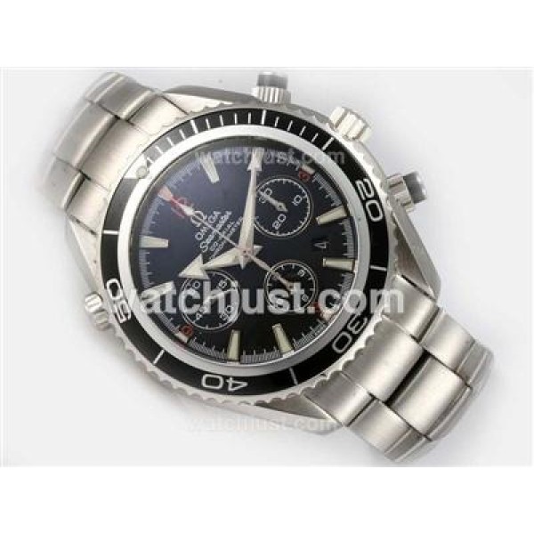 AAA Quality Omega Seamaster Planet Ocean Chronograph Replica Watches With Black Dials Online