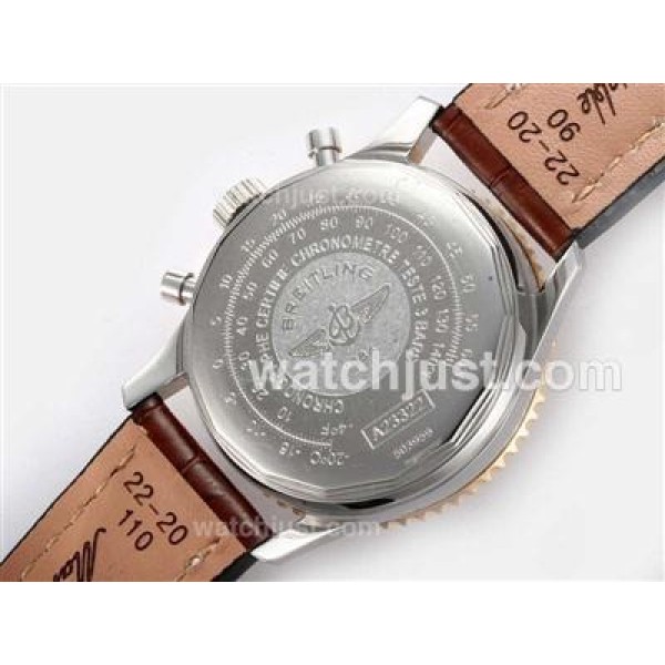 Breitling Navitimer Chronograph Swiss Valjoux 7750 Movement Two Tone Case with White Dial