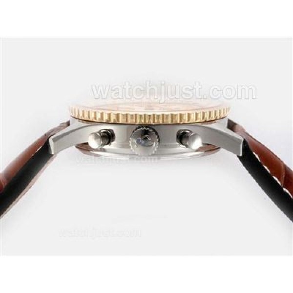 Breitling Navitimer Chronograph Swiss Valjoux 7750 Movement Two Tone Case with White Dial