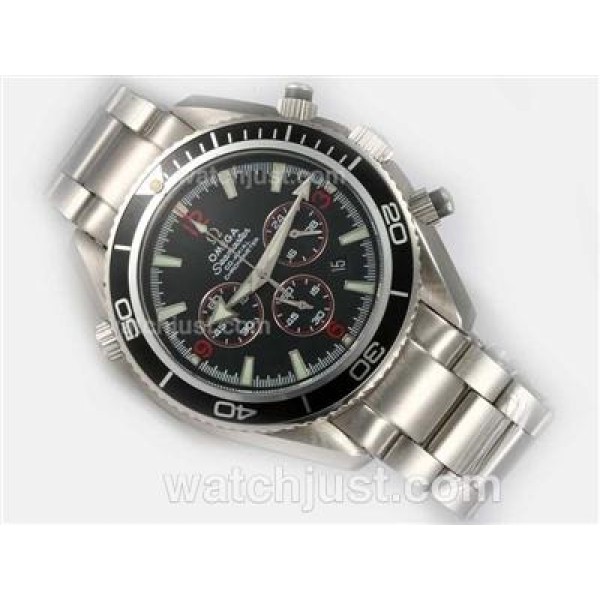 Omega Seamaster Planet Ocean Working Chronograph with Black Bezel-Red marking