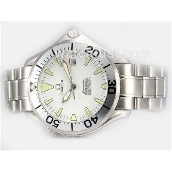 UK Best Quality Omega Seamaster Replica Watches With White Dials For Men