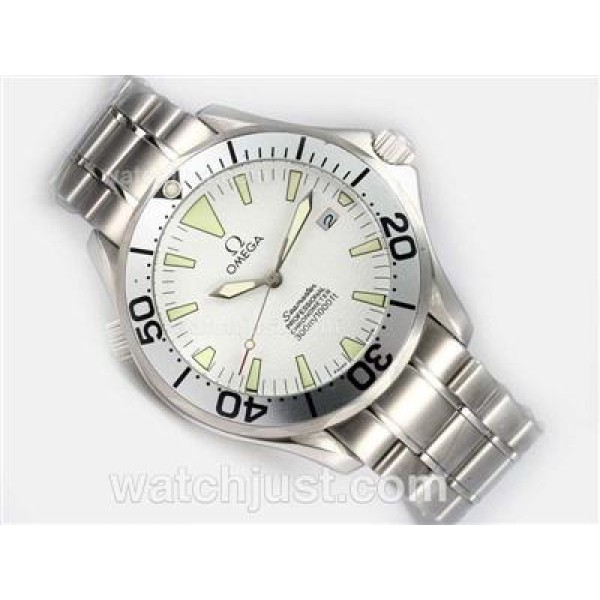 UK Best Quality Omega Seamaster Replica Watches With White Dials For Men