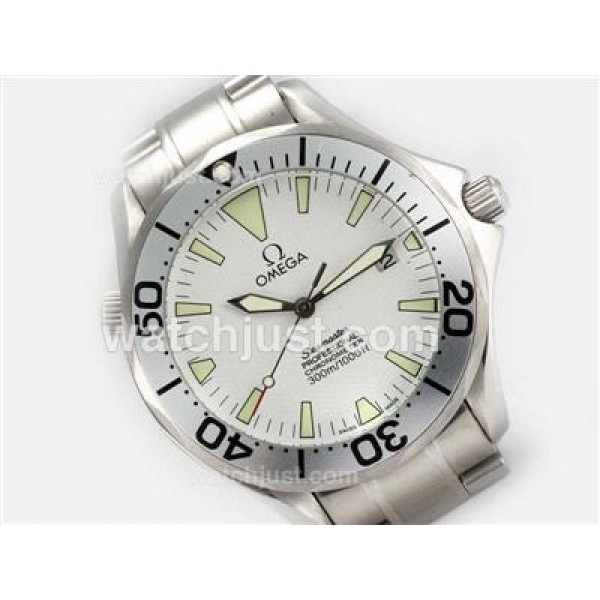 UK Best Quality Omega Seamaster Replica Watches With White Dials For Men