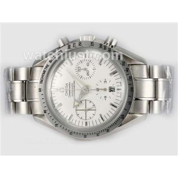 UK Best 1:1 Fake Omega Speedmaster Watches With White Dials For Men