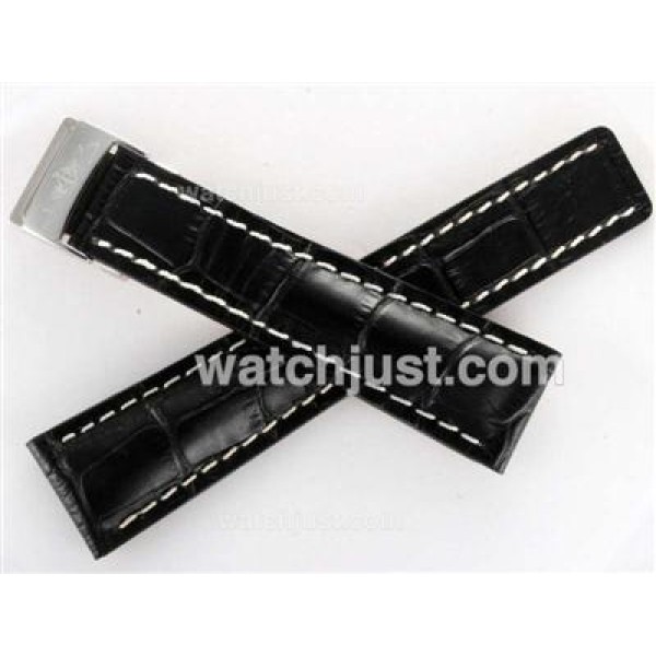 Breitling Black Leather Strap with Deployment Buckle 24MM
