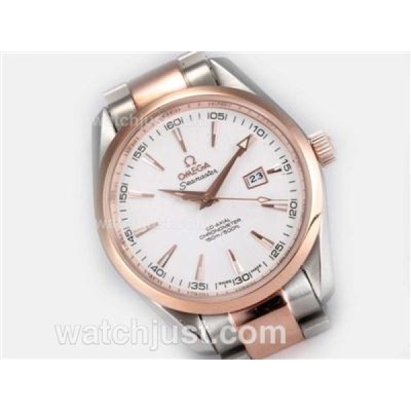 Omega Seamaster Aqua Terra Big Size Automatic Two Tone with White Tuxedo Dial