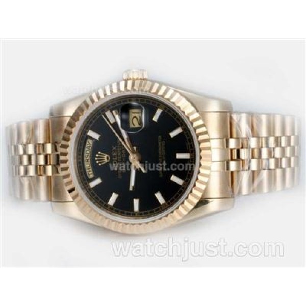 Perfect 1:1 Rolex Day-Date Fake Watches With Black Dials Online