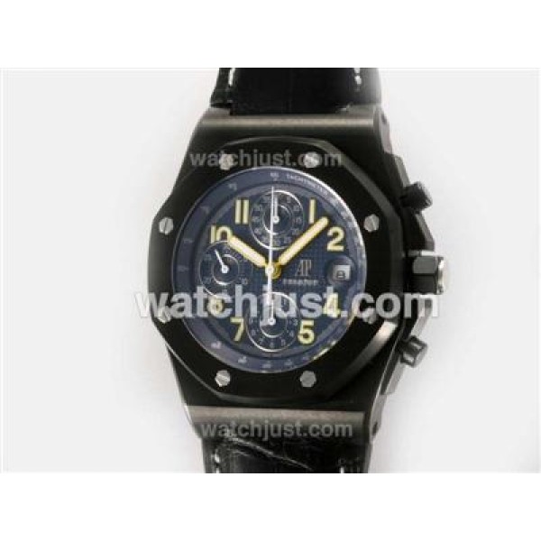Audemars Piguet End of Days Limited Edition Chronograph Swiss Valjoux 7750 Movement PVD Case with Blue Checkered Dial