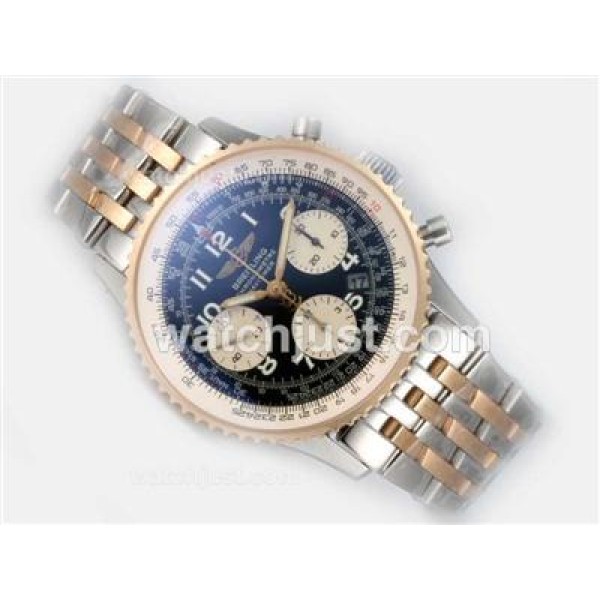 Breitling Navitimer Chronograph Swiss Valjoux 7750 Movement Two Tone with Black Dial-Number Marking
