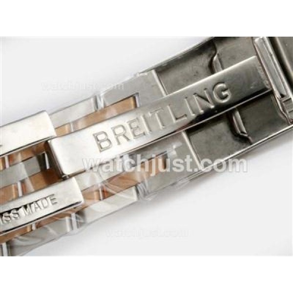Breitling Navitimer Chronograph Swiss Valjoux 7750 Movement Two Tone with Black Dial-Number Marking