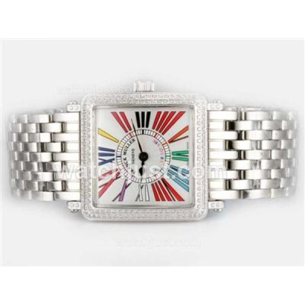 Franck Muller Master Square Swiss ETA Movement With Diamond Bezel-Colorful Roman Marking