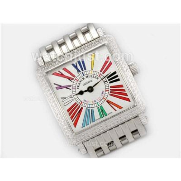 Franck Muller Master Square Swiss ETA Movement With Diamond Bezel-Colorful Roman Marking