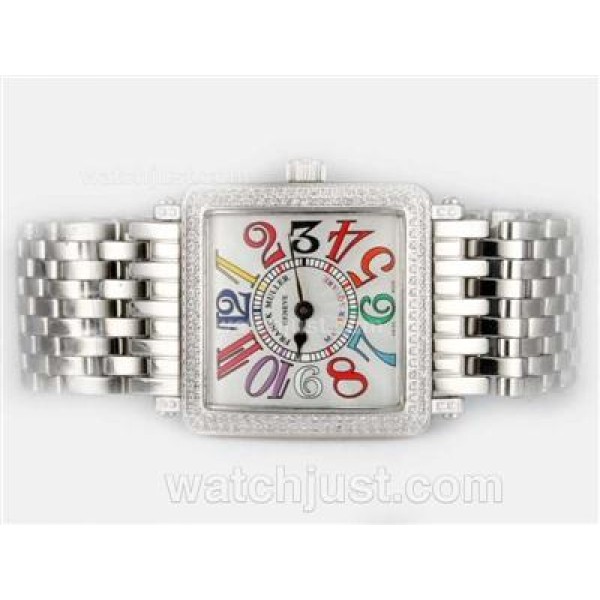 Franck Muller Master Square Swiss ETA Movement With Diamond Bezel-Colorful Number Marking