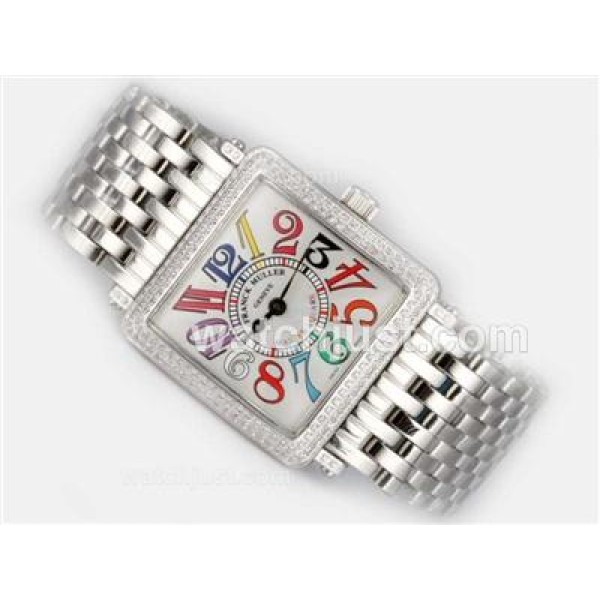 Franck Muller Master Square Swiss ETA Movement With Diamond Bezel-Colorful Number Marking