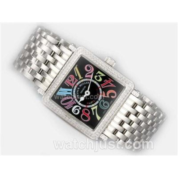 Franck Muller Master Square Swiss ETA Movement With Diamond Bezel / Black Dial-Colorful Number Marking