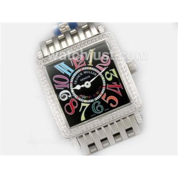 Franck Muller Master Square Swiss ETA Movement With Diamond Bezel / Black Dial-Colorful Number Marking