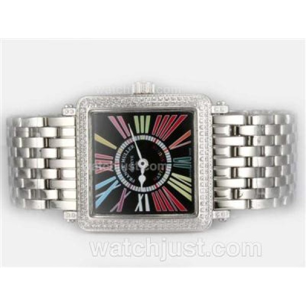 Franck Muller Master Square Swiss ETA Movement With Diamond Bezel-Colorful Roman Marking