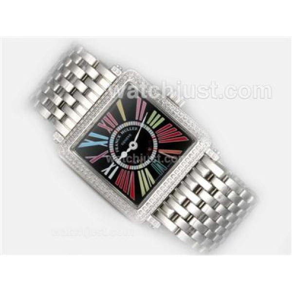Franck Muller Master Square Swiss ETA Movement With Diamond Bezel-Colorful Roman Marking
