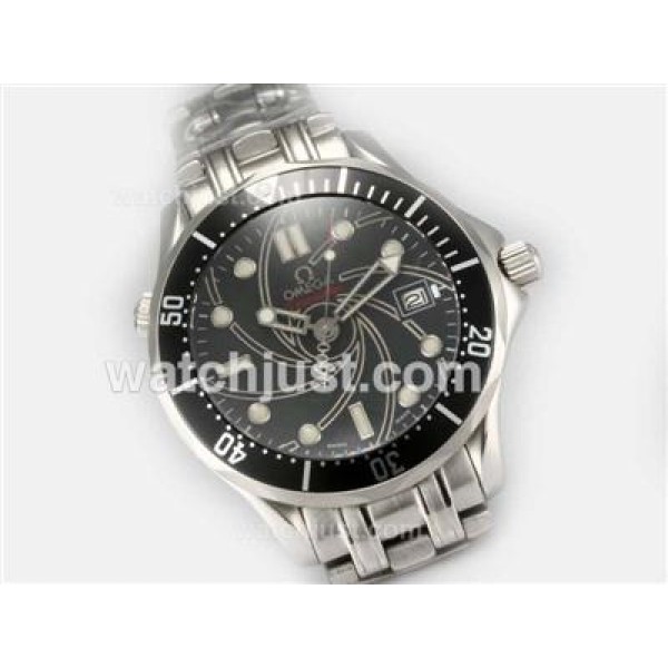UK Swiss Made Fake Omega Seamaster 007 James Bond 40 Anniversary With Black Dials For Men