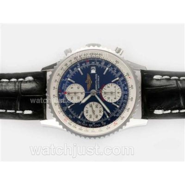 Breitling Navitimer Chronograph Swiss Valjoux 7750 Movement with Blue Dial-Deployment Buckle