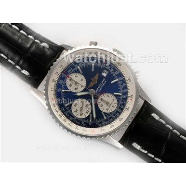 Breitling Navitimer Chronograph Swiss Valjoux 7750 Movement with Blue Dial-Deployment Buckle