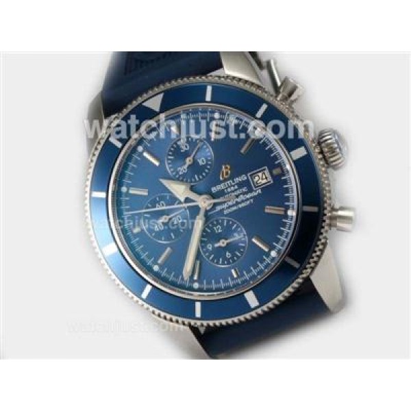 Breitling SuperOcean Heritage Chrono Swiss Valjoux 7750 Movement with Blue Dial-Rubber Strap