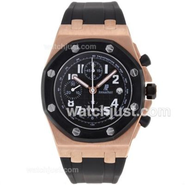 Audemars Piguet Royal Oak Chronograph Swiss Valjoux 7750 Movement Rose Gold Case with Black Dial