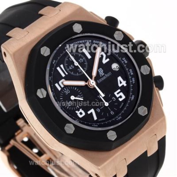 Audemars Piguet Royal Oak Chronograph Swiss Valjoux 7750 Movement Rose Gold Case with Black Dial