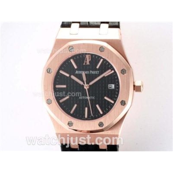 Audemars Piguet Royal Oak Swiss ETA 2836 Movement Rose Gold Case with Black Checkered Dial