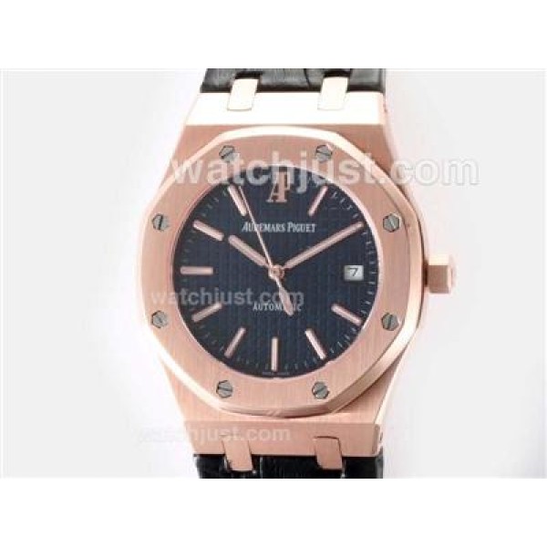 Audemars Piguet Royal Oak Swiss ETA 2836 Movement Rose Gold Case with Black Checkered Dial