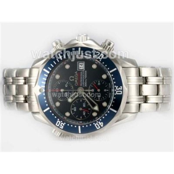 Best 1:1 Omega Seamaster Chronograph Replica Watches With Blue Dials For Men