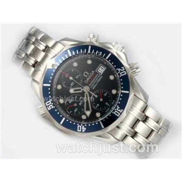 Best 1:1 Omega Seamaster Chronograph Replica Watches With Blue Dials For Men