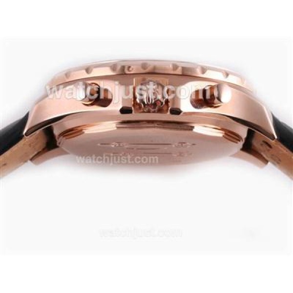 Breitling for Bentley Motors T Automatic Rose Gold Case with White Dial-Black Leather Strap