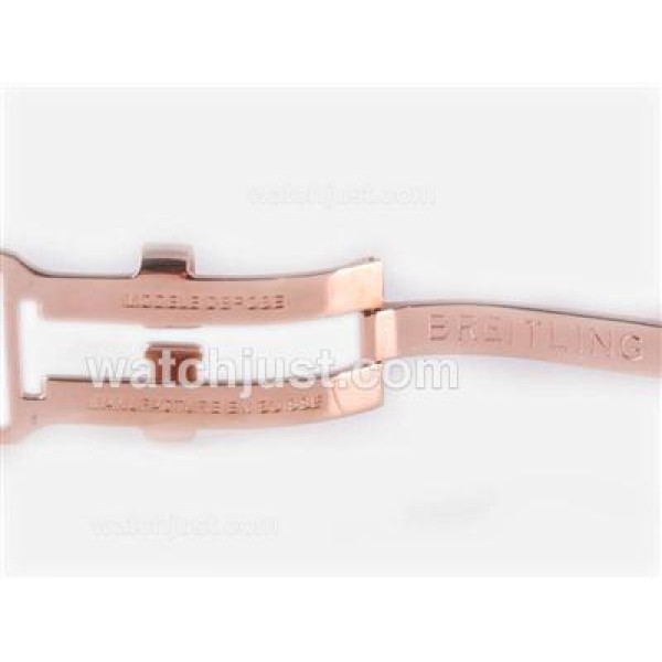 Breitling for Bentley Motors T Automatic Rose Gold Case with White Dial-Black Leather Strap