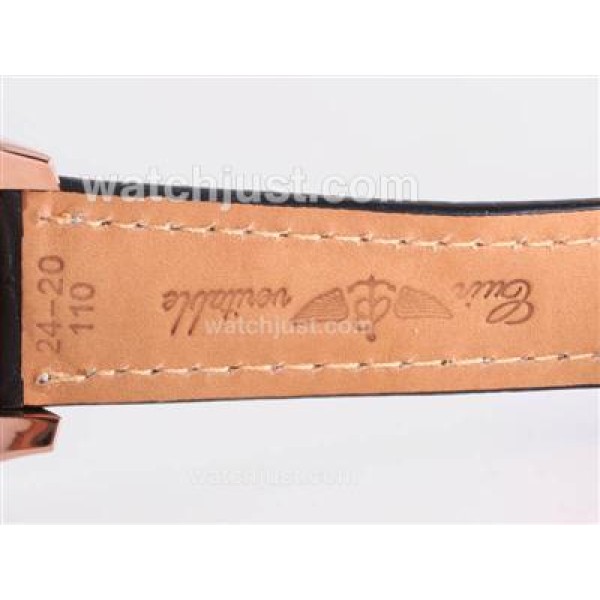Breitling for Bentley Motors T Automatic Rose Gold Case with Blue Dial-Black Leather Strap