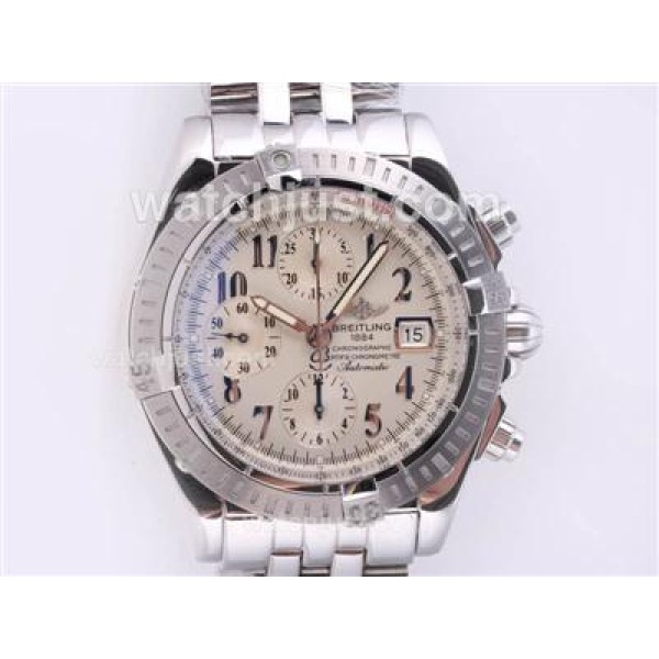 Breitling Chronomat Evolution Chronograph Swiss Valjoux 7750 Movement with White Dial S/S