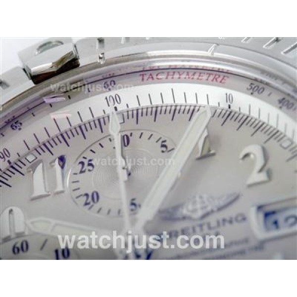 Breitling Chronomat Evolution Chronograph Swiss Valjoux 7750 Movement with White Dial S/S