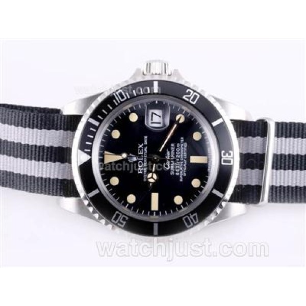 Rolex Submariner Automatic with Black Bezel and Dial Vintage Version-Nylon Strap