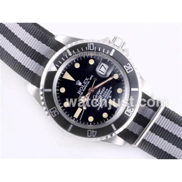 Rolex Submariner Automatic with Black Bezel and Dial Vintage Version-Nylon Strap