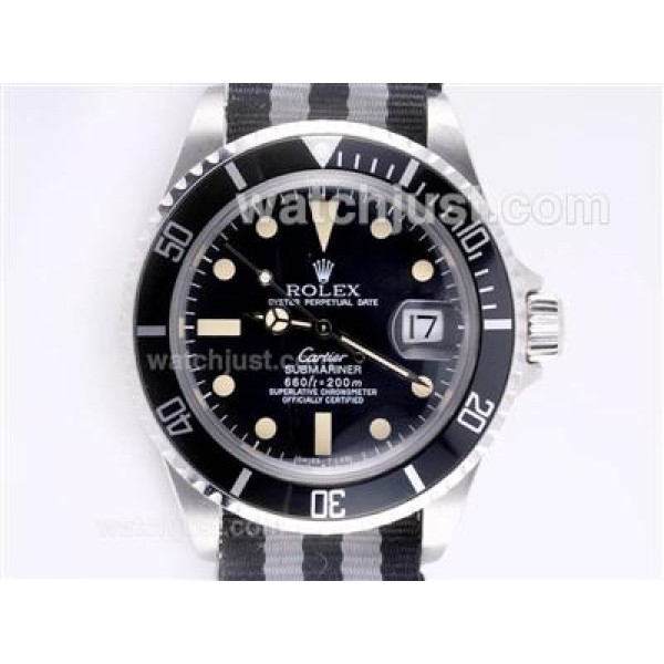 Rolex Submariner Automatic with Black Bezel and Dial Vintage Version-Nylon Strap