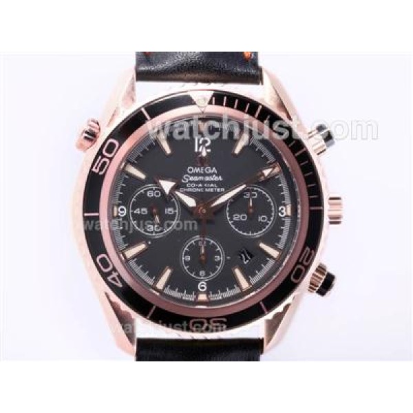 Omega Seamaster Planet Ocean Chronograph Swiss Valjoux 7750 Movement-18K Rose Gold Casing